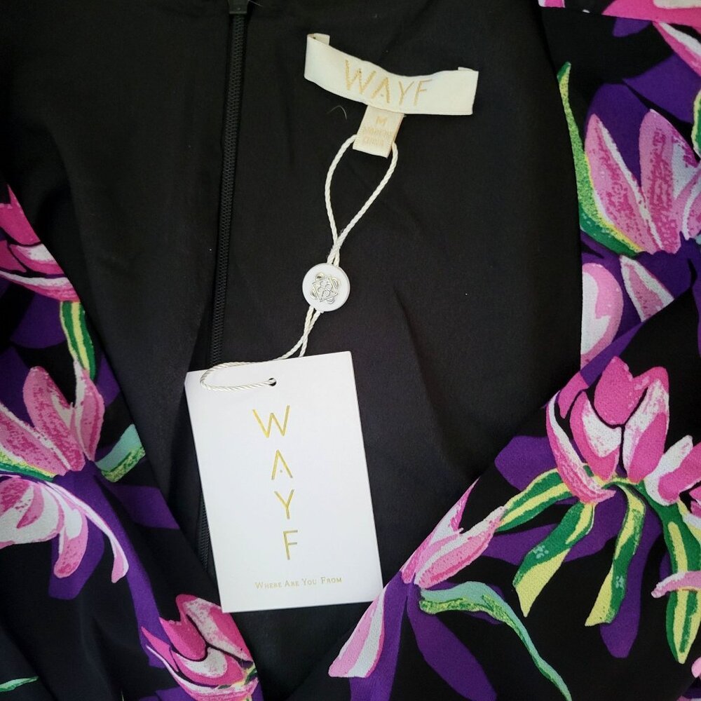 Wayf  Tiered Black Bird of Paradise Floral Maxi Dress New with Tag - Picture 4 of 4